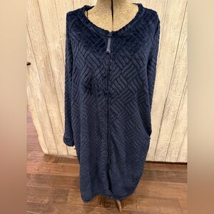 Kim Rogers Midnight Blue Plush Zip Up Robe